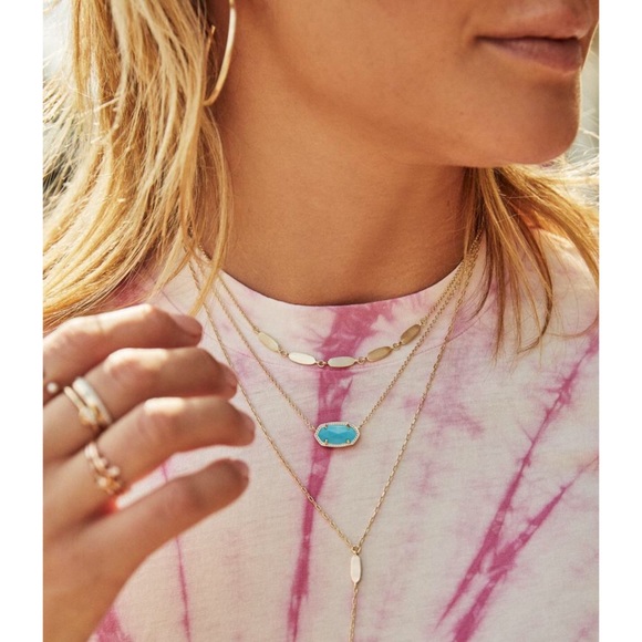 KENDRA SCOTT • Gold Elisa Blue Turquoise Necklace - Picture 2 of 4